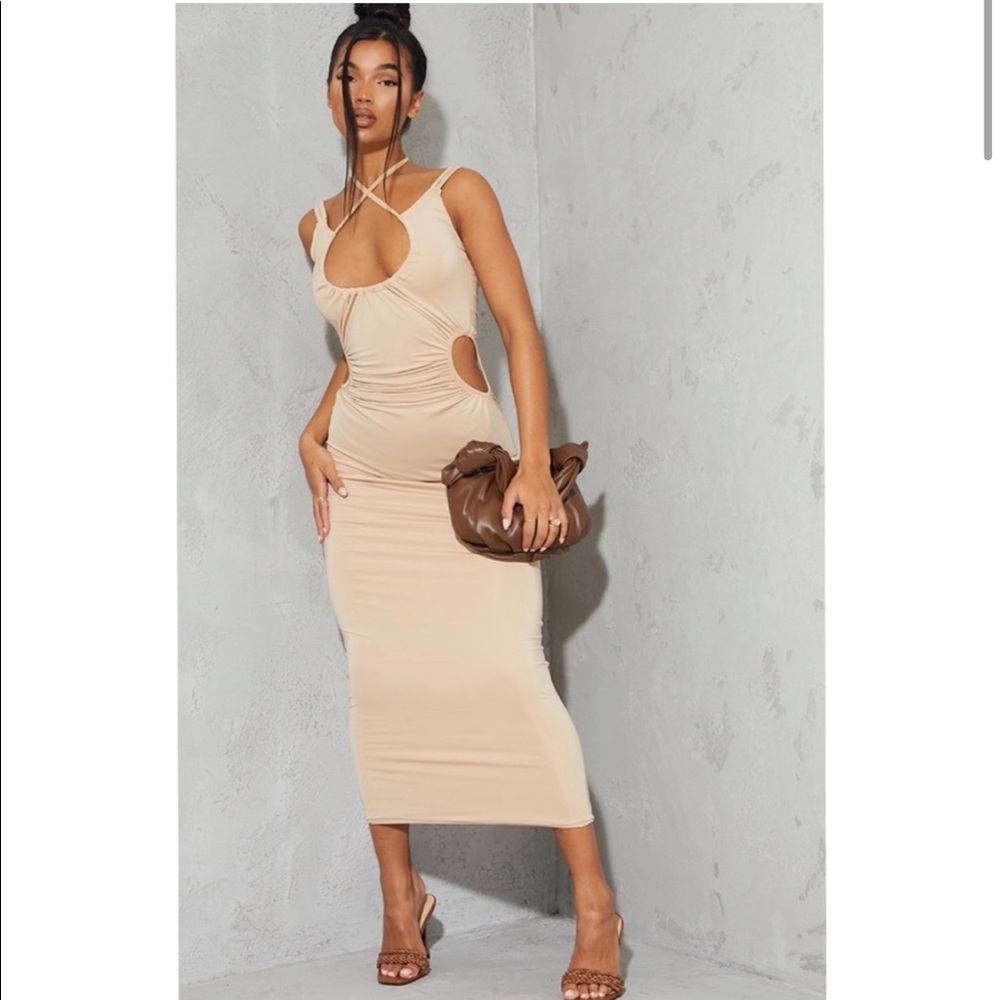 PLT Slinky Strappy Detail Side Cut Out Dress